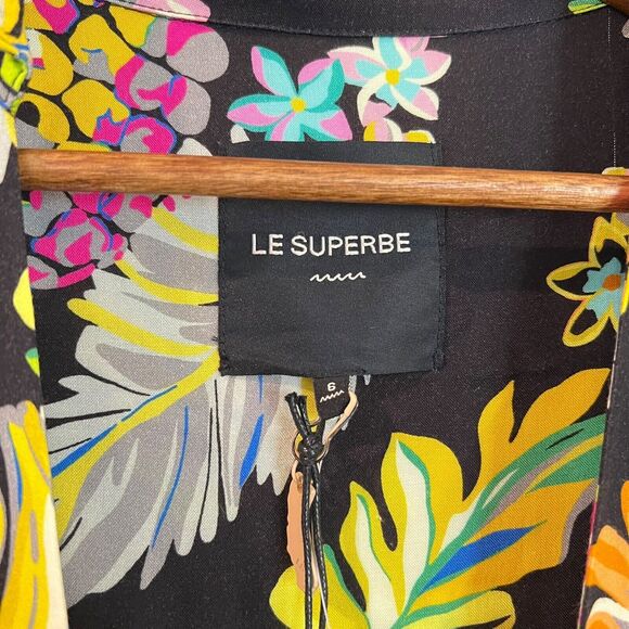 Le Superbe Revolve Mai Tai Might Black Tropi Cali Midi Dress Size 6 Fruit Floral - Picture 7 of 16